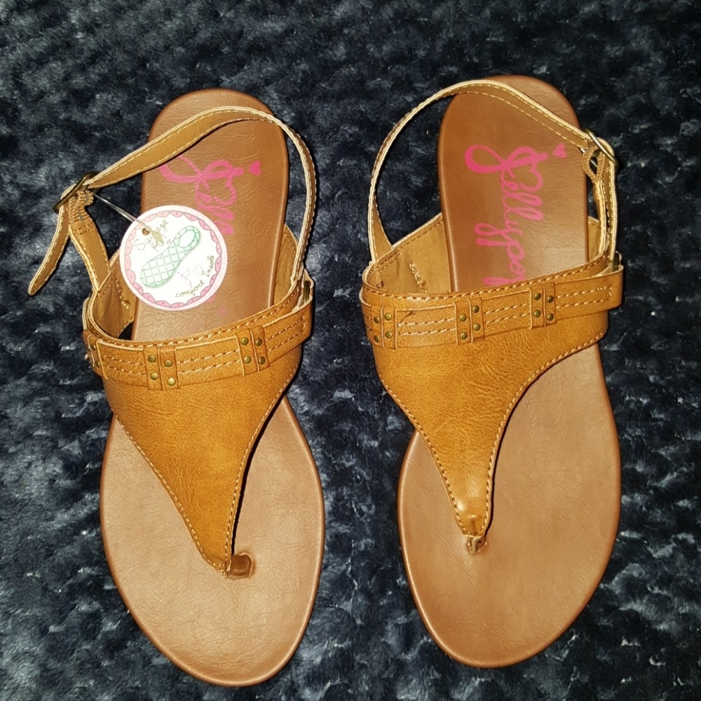 Cognac colored sling sandals